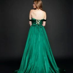 In Stock Nina Canacci 5214 Size 12,14,16,20 Long Satin Off The Shoulder Ballgown Prom Dress Pageant Gown Pockets Ballgown Dresses