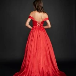 In Stock Nina Canacci 5214 Size 12,14,16,20 Long Satin Off The Shoulder Ballgown Prom Dress Pageant Gown Pockets Ballgown Dresses