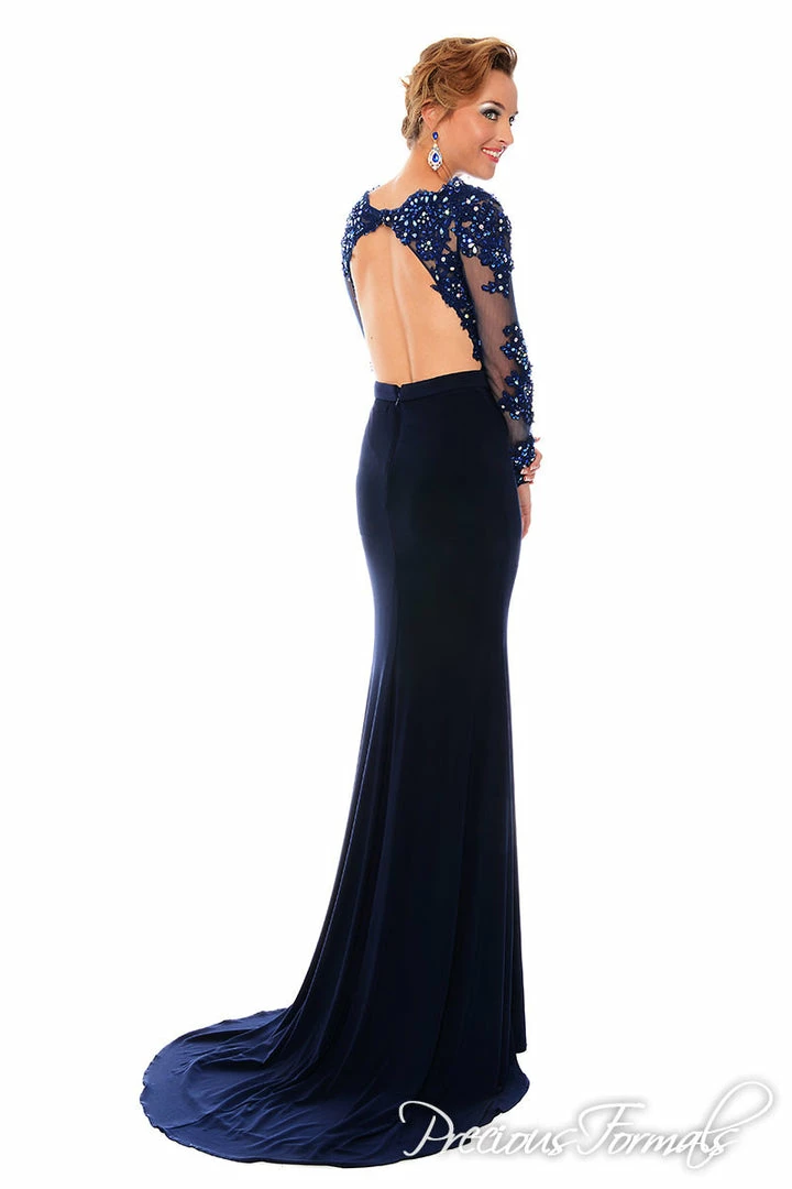 In Stock Precious Formals 53005 Navy Size 14 Long Sheer Lace Evening Dress Prom Backless Backless Dresses 4 In Stock Precious Formals 53005 Navy Size 14 Long Sheer Lace Evening Dress Prom Backless Backless Dresses
