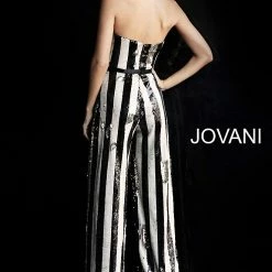 Jovani 65397 Black/White Reverse Sequin Formal Jumpsuit