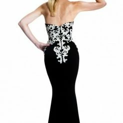 In Stock Johnathan Kayne 541 Size 6 Black Long Lace Bodice Prom Dress Pageant Gown