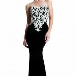 In Stock Johnathan Kayne 541 Size 6 Black Long Lace Bodice Prom Dress Pageant Gown