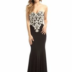 In Stock Johnathan Kayne 541 Size 6 Black Long Lace Bodice Prom Dress Pageant Gown