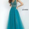 Jovani 54873 Embellished Bodice Plunging Neckline A Line Prom Dress