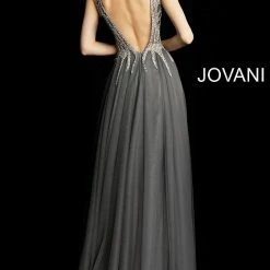 Jovani 54873 Embellished Bodice Plunging Neckline A Line Prom Dress