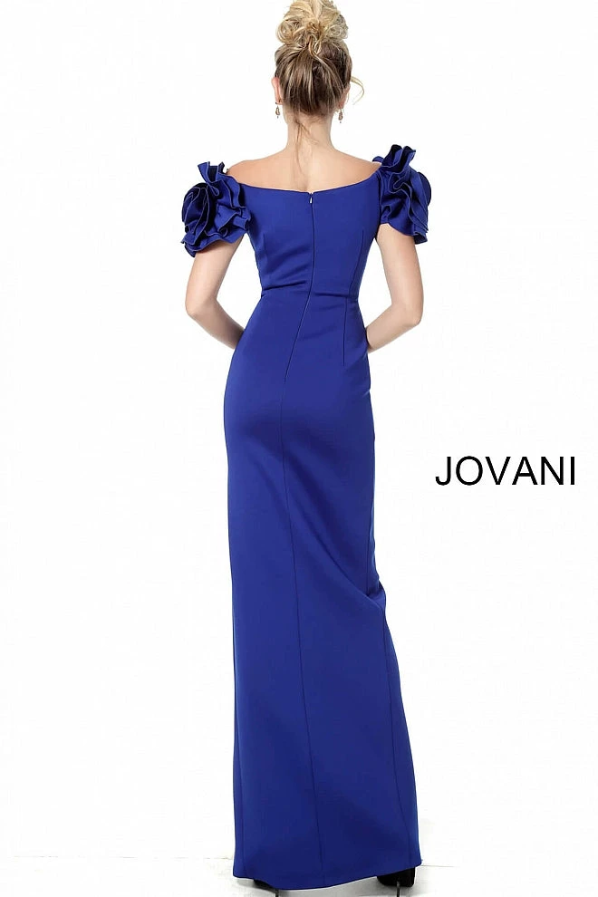Jovani 54913 Off Shoulder Ruffle Sleeve Gown In Black, Blush, Deep Royal, Fuchsia, Mint, Navy, Orange, White, Yellow 5 Jovani 54913 Off Shoulder Ruffle Sleeve Gown In Black, Blush, Deep Royal, Fuchsia, Mint, Navy, Orange, White, Yellow