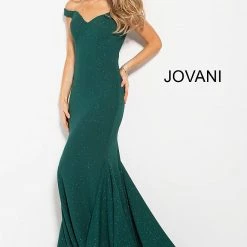 Jovani 55187 Off The Shoulder Glitter Mermaid Prom Dress Pageant Gown Fitted Mermaid Dresses