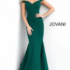 Jovani 55187 Off The Shoulder Glitter Mermaid Prom Dress Pageant Gown Fitted Mermaid Dresses