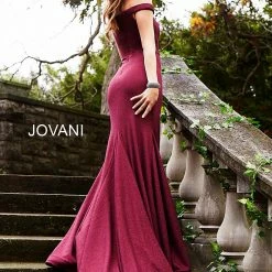 Jovani 55187 Off The Shoulder Glitter Mermaid Prom Dress Pageant Gown Fitted Mermaid Dresses