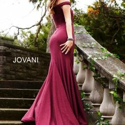 Jovani 55187 Off The Shoulder Glitter Mermaid Prom Dress Pageant Gown Fitted Mermaid Dresses