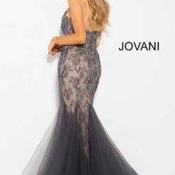 Discontinued Jovani 55261 High Neckline Embellished Mermaid Prom Dress
