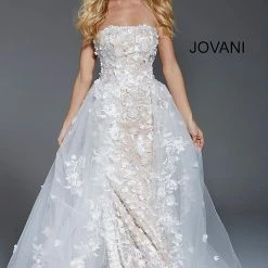 Jovani 55616 Floral Applique Strapless Evening Gown Ballgown Dresses