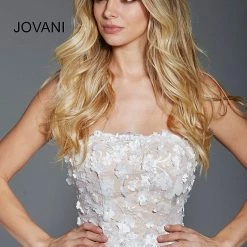 Jovani 55616 Floral Applique Strapless Evening Gown Ballgown Dresses