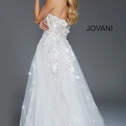 Jovani 55616 Floral Applique Strapless Evening Gown Ballgown Dresses