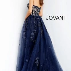 Jovani 55616 Floral Applique Strapless Evening Gown Ballgown Dresses
