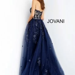 Jovani 55616 Floral Applique Strapless Evening Gown Ballgown Dresses