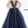 Jovani 55634 Floral Appliques Prom Dress Ballgown Lace Tulle Long V Neck