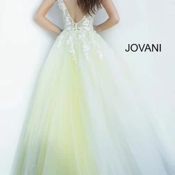 Jovani 55634 Floral Appliques Prom Dress Ballgown Lace Tulle Long V Neck 45 Jovani 55634 Floral Appliques Prom Dress Ballgown Lace Tulle Long V Neck