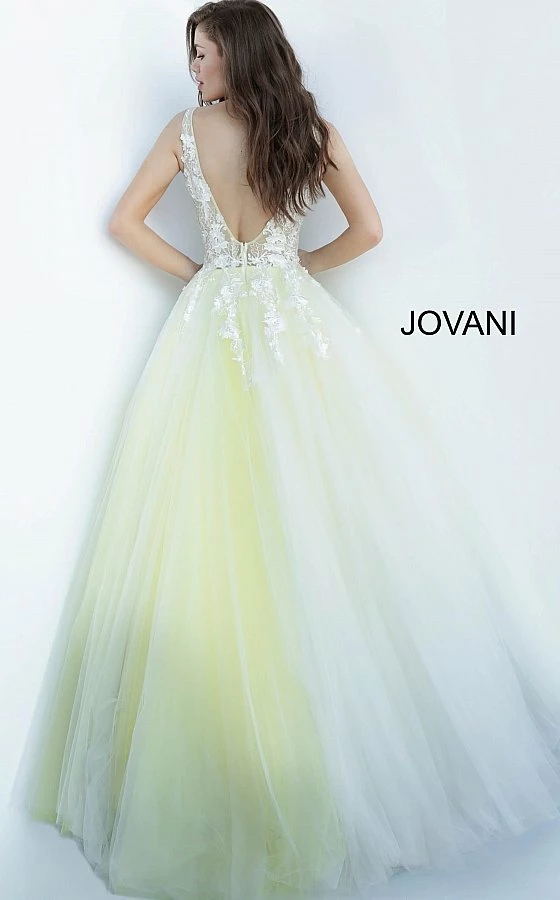 Jovani 55634 Floral Appliques Prom Dress Ballgown Lace Tulle Long V Neck 21 Jovani 55634 Floral Appliques Prom Dress Ballgown Lace Tulle Long V Neck