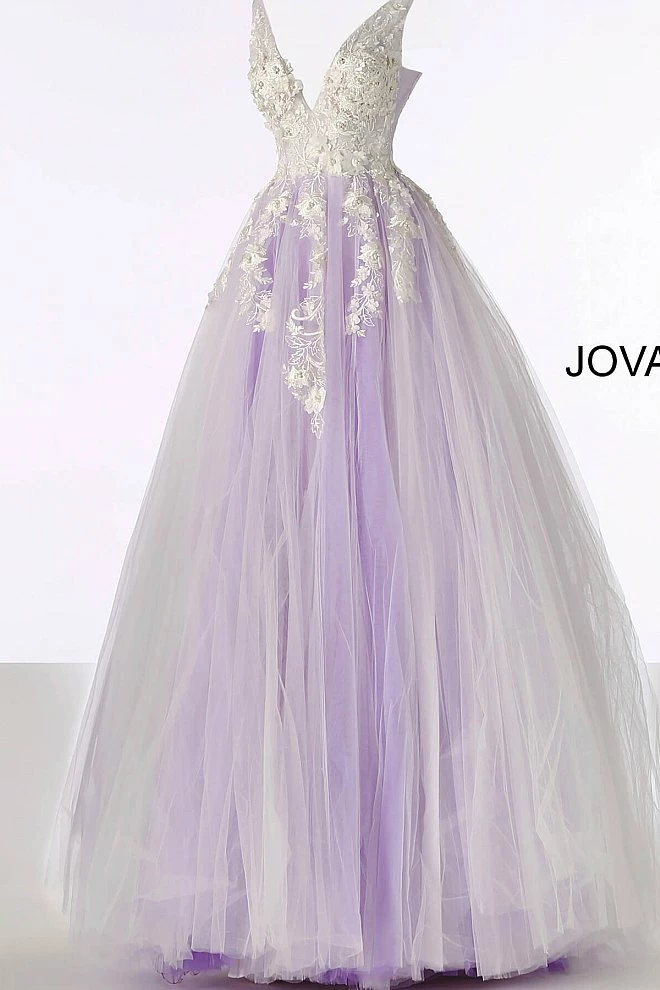 Jovani 55634 Floral Appliques Prom Dress Ballgown Lace Tulle Long V Neck 19 Jovani 55634 Floral Appliques Prom Dress Ballgown Lace Tulle Long V Neck