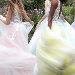 In Stock Jovani 55634 Floral Appliques Prom Dress Size 6 Lace Ballgown Wedding Gown Formal Sheer