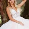 Jovani 55634 Floral Appliques Prom Dress Ballgown Lace Tulle Long V Neck