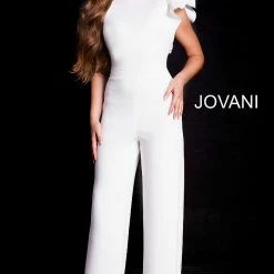 Jumpsuits & Rompers Jovani 57239 Strapless Ruffle Shoulder Jumpsuit Pageant Wear