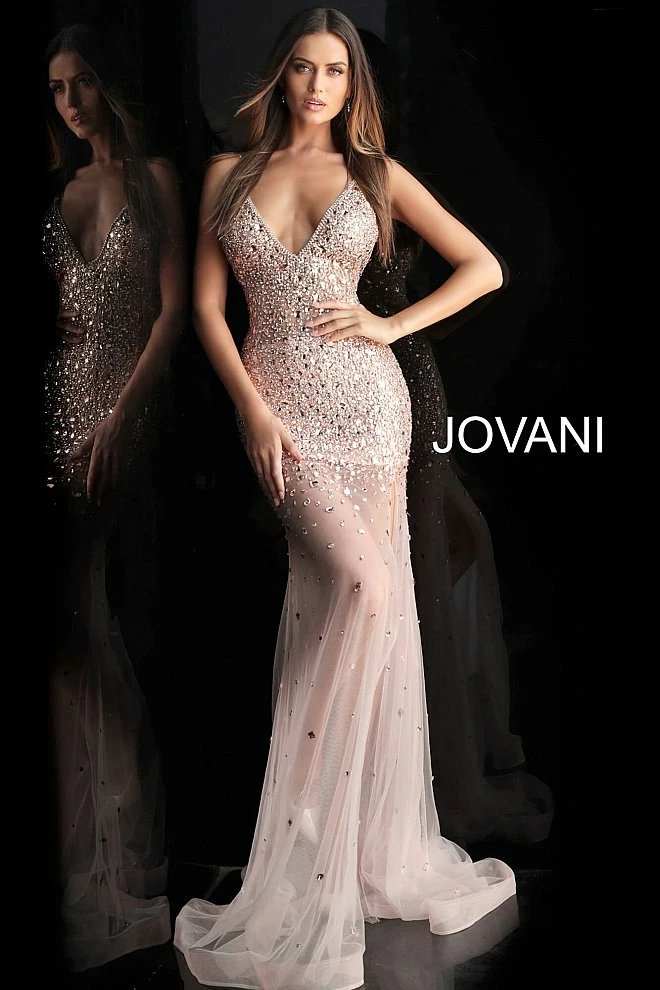 Jovani 57300 Black Or Blush Sheer Couture Embellished Pageant Gown 3 Jovani 57300 Black Or Blush Sheer Couture Embellished Pageant Gown