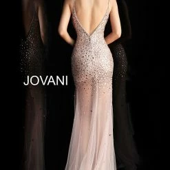 Jovani 57300 Black Or Blush Sheer Couture Embellished Pageant Gown