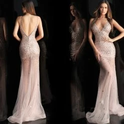 Jovani 57300 Black Or Blush Sheer Couture Embellished Pageant Gown 11 Jovani 57300 Black Or Blush Sheer Couture Embellished Pageant Gown