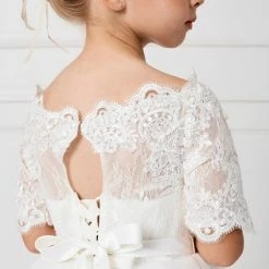 In Stock Tip Top Kids 5773 Girls Size 4 Lace Off The Shoulder Flower Girl Communion Corset Flower Girl Dress