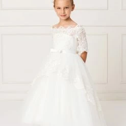 In Stock Corset Dresses Tip Top 5773 Girls Size 12 Lace Off The Shoulder Flower Girl Dress Communion Corset Flower Girl Dress