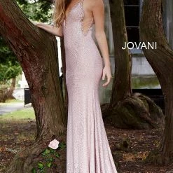 Jovani 57897 Plunging Neckline Embellished Fitted Prom Dress