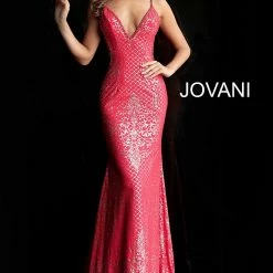 Jovani 57897 Plunging Neckline Embellished Fitted Prom Dress