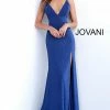 In Stock Jovani JVN 58557 Size 00 Red V Neckline Fitted Glitter Prom Dress Shimmer Stretch Backless Dresses