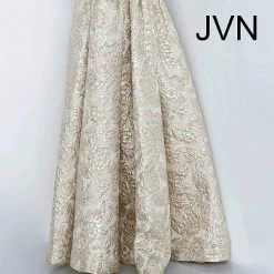 In Stock Ballgown Dresses Jovani JVN02263 Size 6 Metallic Shimmer Ballgown Prom Dress Open Back Pockets