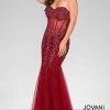 Jovani 5908 Sheer Corset Mermaid Prom Dress Pageant Sexy Embellished Formal Gown