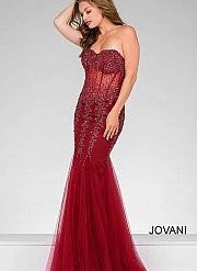 Jovani 5908 Sheer Corset Mermaid Prom Dress Pageant Sexy Embellished Formal Gown