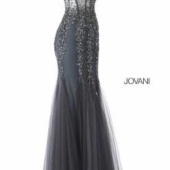 Jovani 5908 Sheer Corset Mermaid Prom Dress Pageant Sexy Embellished Formal Gown Mermaid Dresses