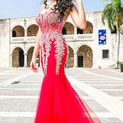 Jovani 5908 Sheer Corset Mermaid Prom Dress Pageant Sexy Embellished Formal Gown Mermaid Dresses