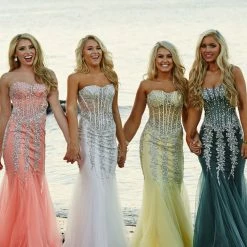 Jovani 5908 Sheer Corset Mermaid Prom Dress Pageant Sexy Embellished Formal Gown