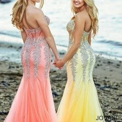 Mermaid Dresses Jovani 5908 Sheer Corset Mermaid Prom Dress Pageant Sexy Embellished Formal Gown