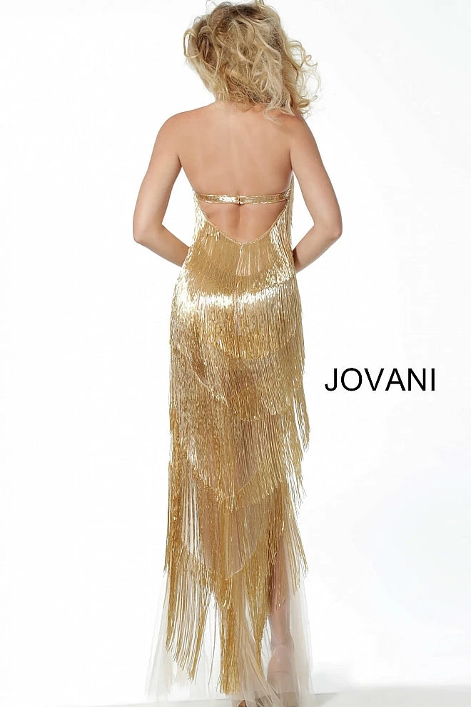 Jovani 59642 Plunging Neckline Beaded Fringe Couture Prom Dress 10 Jovani 59642 Plunging Neckline Beaded Fringe Couture Prom Dress
