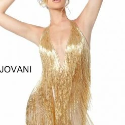 Jovani 59642 Plunging Neckline Beaded Fringe Couture Prom Dress 20 Jovani 59642 Plunging Neckline Beaded Fringe Couture Prom Dress