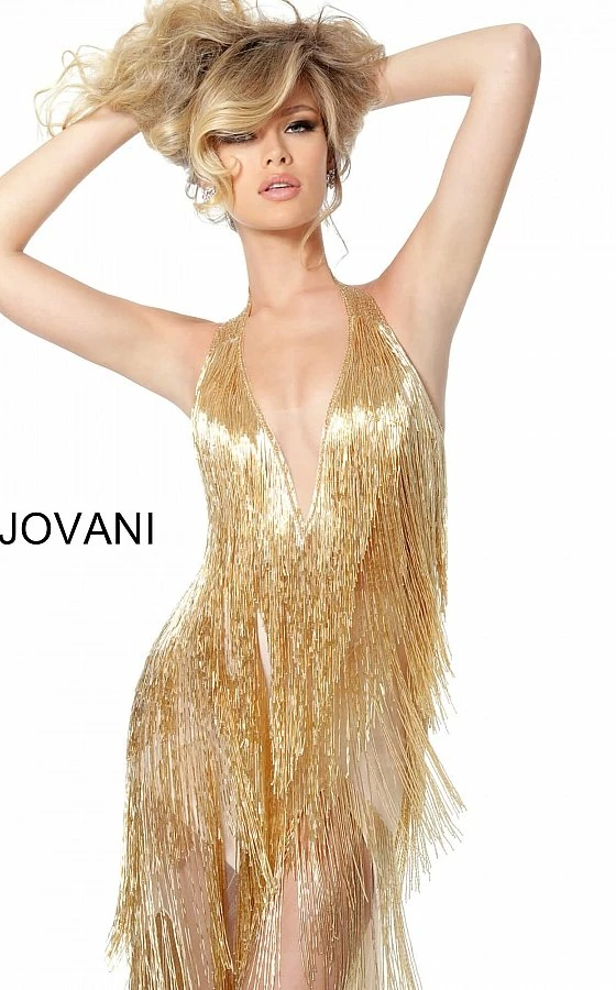 Jovani 59642 Plunging Neckline Beaded Fringe Couture Prom Dress 11 Jovani 59642 Plunging Neckline Beaded Fringe Couture Prom Dress