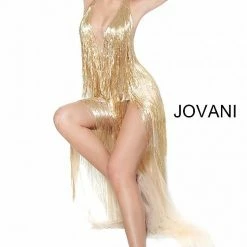 Jovani 59642 Plunging Neckline Beaded Fringe Couture Prom Dress 21 Jovani 59642 Plunging Neckline Beaded Fringe Couture Prom Dress