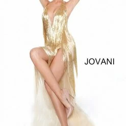 Jovani 59642 Plunging Neckline Beaded Fringe Couture Prom Dress 17 Jovani 59642 Plunging Neckline Beaded Fringe Couture Prom Dress