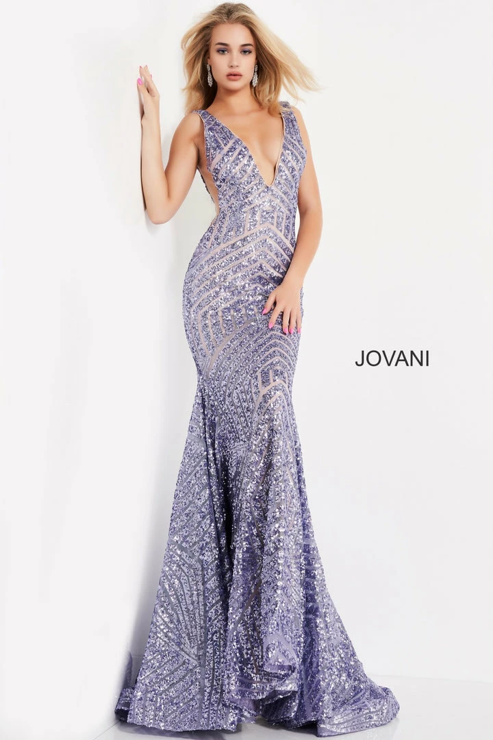 Jovani 59762 Sequin Embellished Mermaid Prom Dress Pageant Gown Plunging Neckline 26 Jovani 59762 Sequin Embellished Mermaid Prom Dress Pageant Gown Plunging Neckline