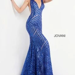 Jovani 59762 Sequin Embellished Mermaid Prom Dress Pageant Gown Plunging Neckline 58 Jovani 59762 Sequin Embellished Mermaid Prom Dress Pageant Gown Plunging Neckline