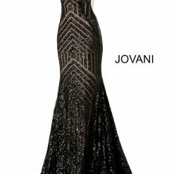 Jovani 59762 Sequin Embellished Mermaid Prom Dress Pageant Gown Plunging Neckline 75 Jovani 59762 Sequin Embellished Mermaid Prom Dress Pageant Gown Plunging Neckline